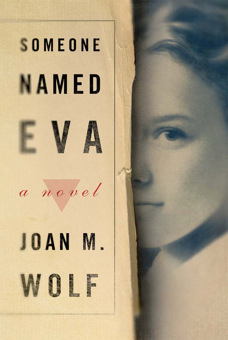 Book cover, divided down the middle with blurred faded type on aged paper on the left, and half of a monochrome portrait of a pretty blonde girl on the right.